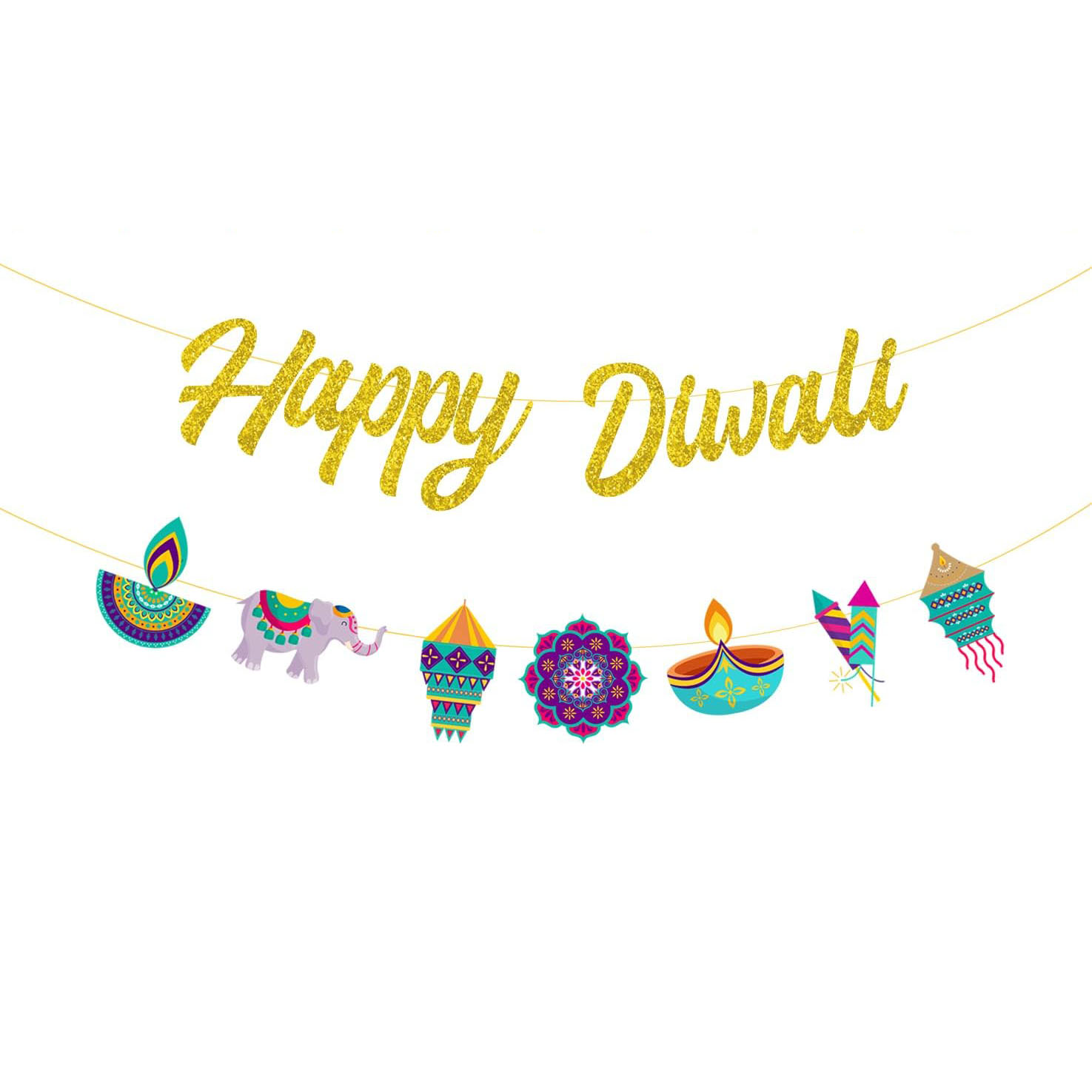 Lighting Decoration For Diwali - ديكورات حفلات ديوالي، لافتة لامعة ذهبية