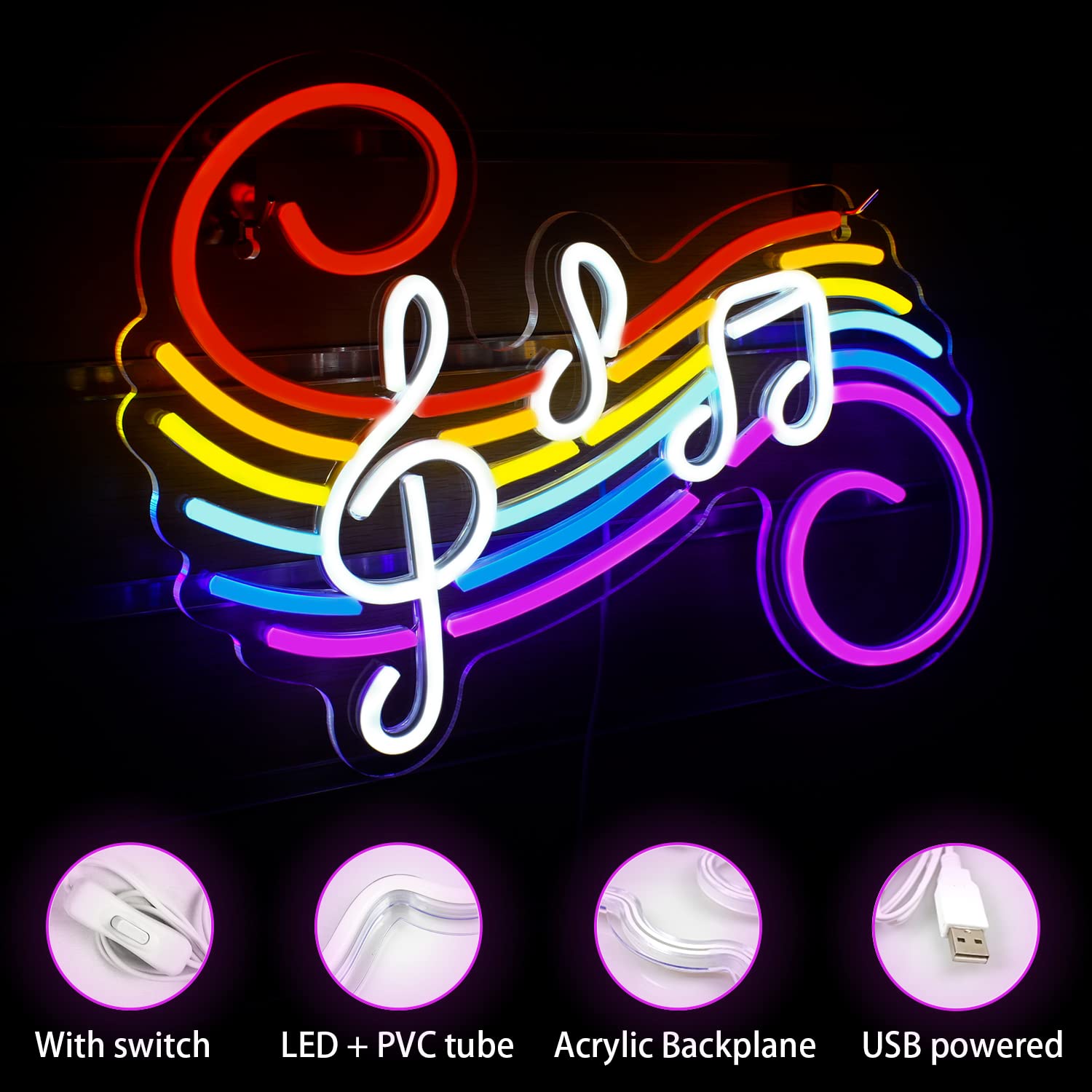 لافتة نيون على شكل نوتات موسيق - مراجعة Wedding Lighting And Decor وسعره