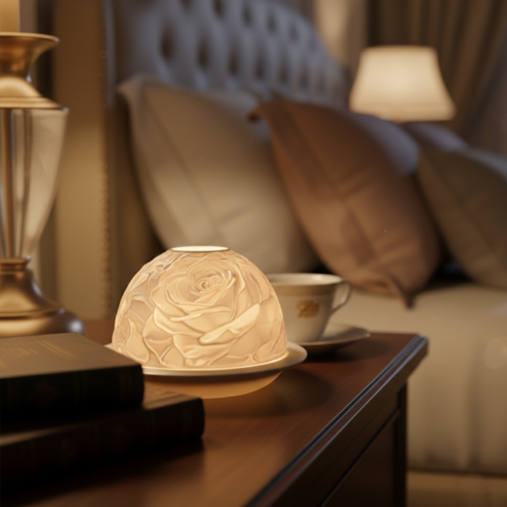 حامل شموع من البورسلين الوردي  - مراجعة Lighting Decor Living Room وسعره