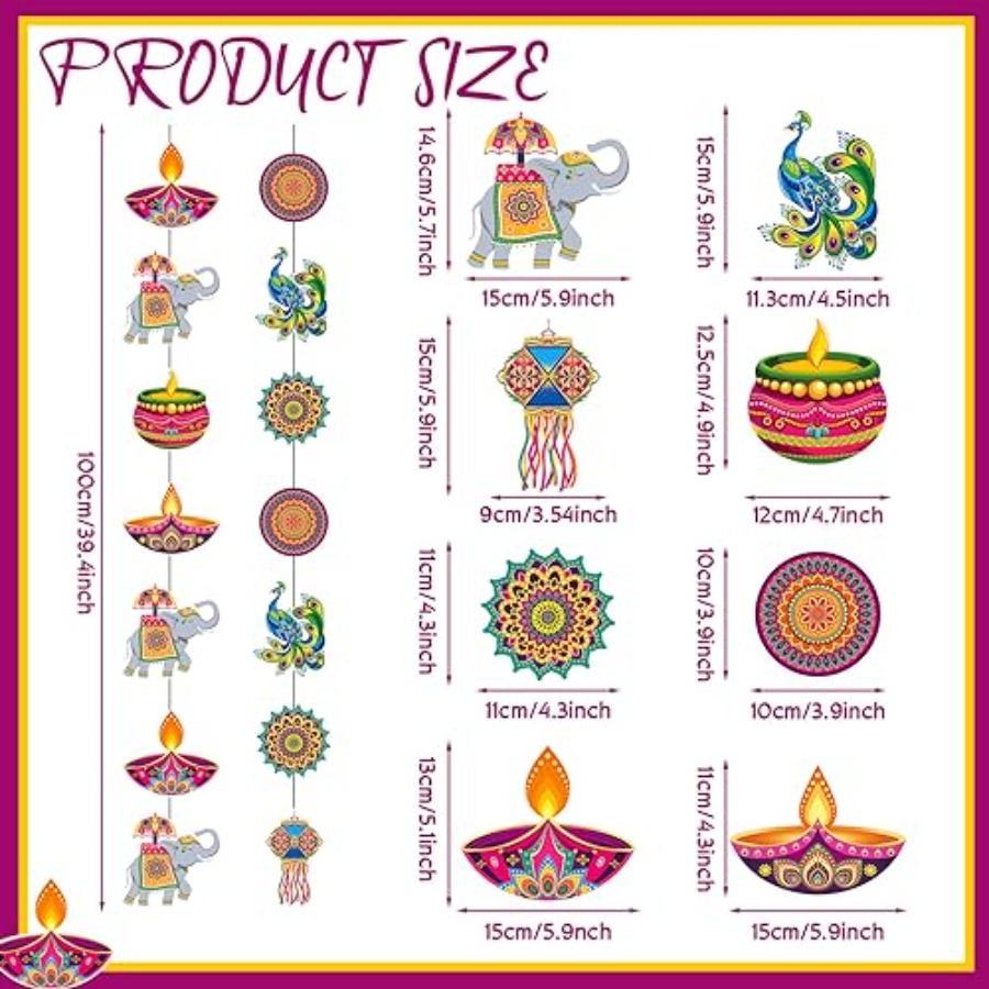 8 قطع زينة معلقة لعيد ديوالي ا - مراجعة Lighting Decoration For Diwali وسعره