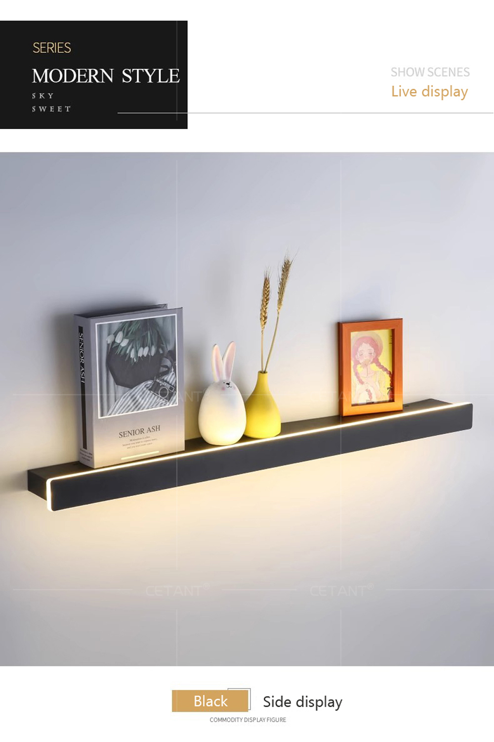 رف حائط عائم حديث مزود بإضاءة  - مراجعة Lighting Room Decor Photo وسعره