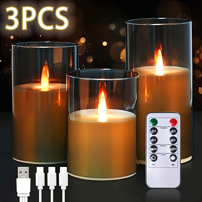 3 قطع من الشموع الاصطناعية الق - مراجعة Lighting Decor Living Room وسعره