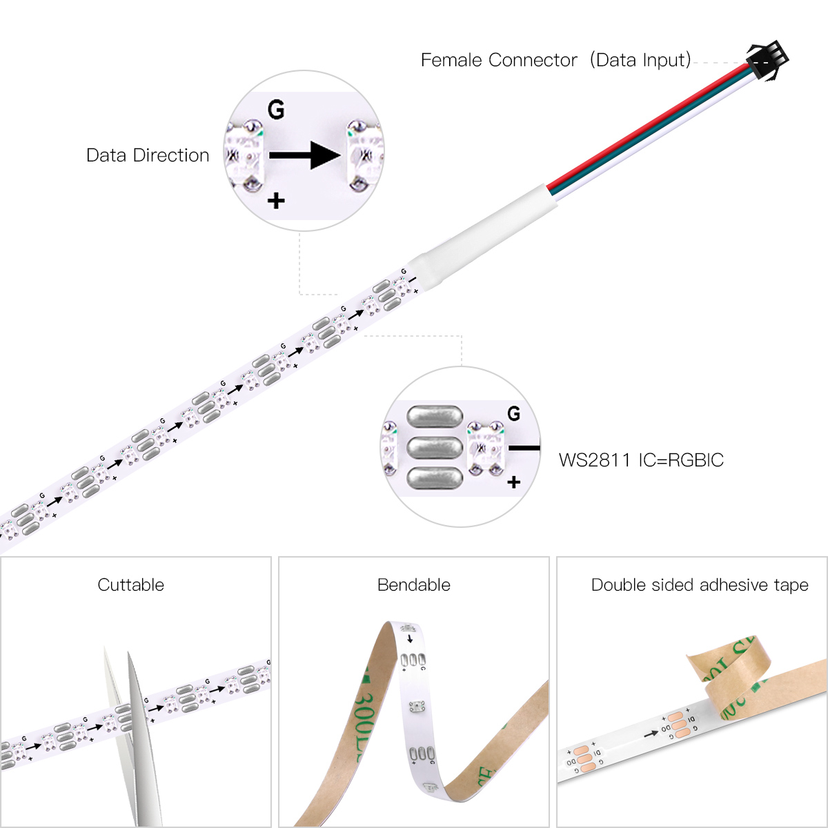 الذكية RGBIC WS2812B IC بكسل L - مراجعة Decor Lighting Address وسعره
