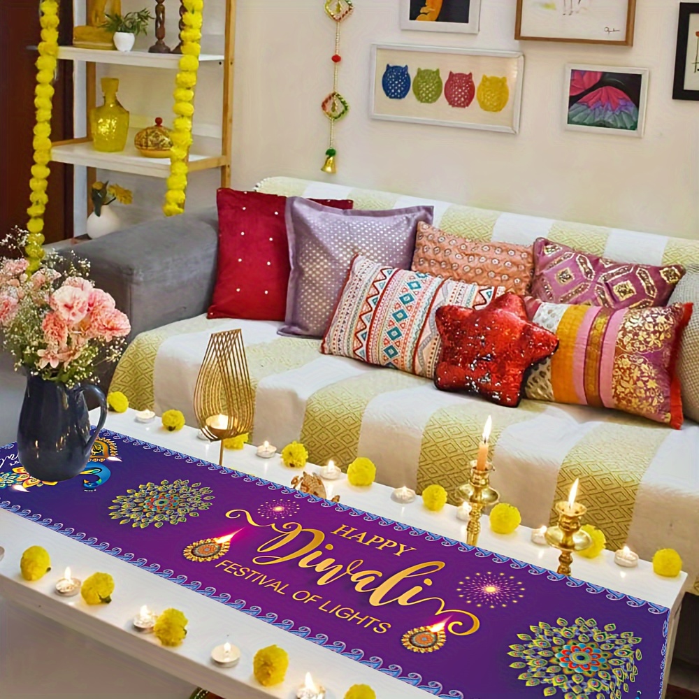 مفرش طاولة من الكتان لمهرجان د - مراجعة Lighting Decoration For Diwali وسعره