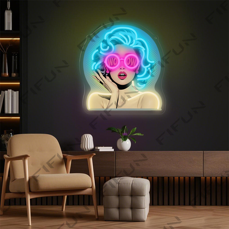 لافتة نيون WOW Curl Girl مطبوع - مراجعة Lighting Decor Wow وسعره