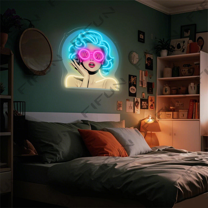 لافتة نيون WOW Curl Girl مطبوع - مراجعة Lighting Decor Wow وسعره