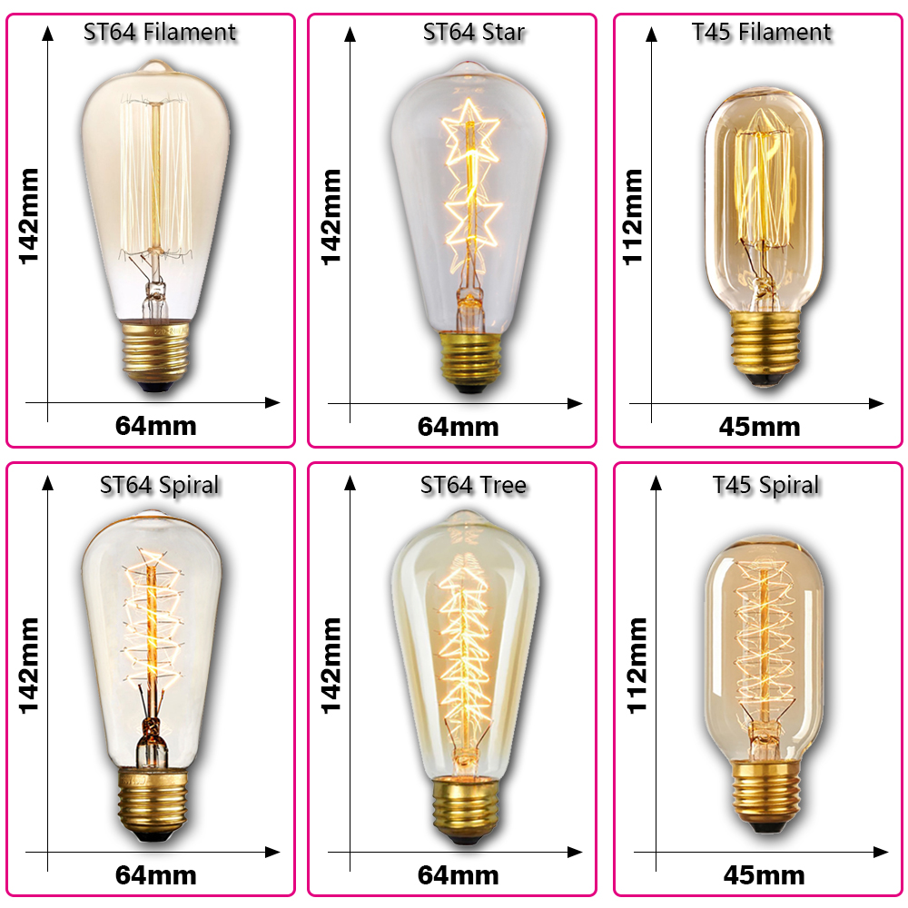 الرجعية اديسون ضوء لمبة E27 40 - مراجعة Lighting Decor Items وسعره